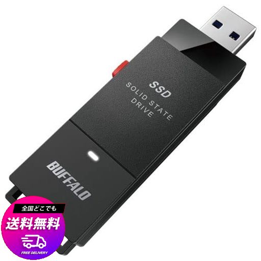 バッファロー ( BUFFALO ) PC対応 USB3.2(GEN2) TV録画 スティック型SSD 500GB ブラック TYPE-C付属 SSD-SCT500U3-BA