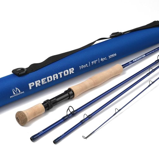 M MAXIMUMCATCH MAXCATCH PREDATOR 淡水・ソルトウォーター用 フライロッド ( 4ピース) 大きな魚を狙う 海釣り竿 (シーブルー, 10ウェイト9FT 4ピース)