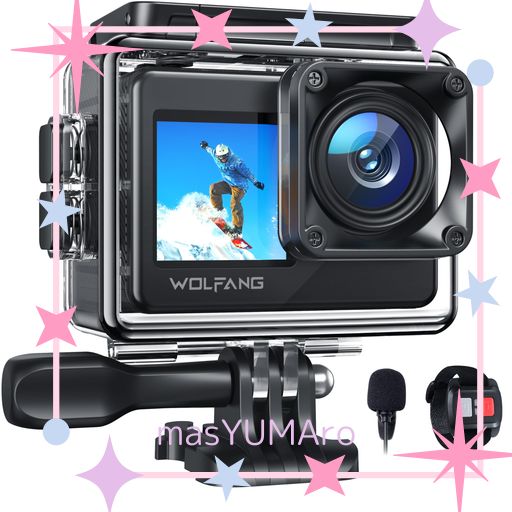 WOLFANG アクションカメラ 4K 2000万画素 水中カメラ WIFI搭載 外部マイク対応 40M防水 HDMI出力 170度広角レンズ リモコン付き 1050MAHバッテリー2個付き アクションカム ウェアラブルカメラ 豊富…