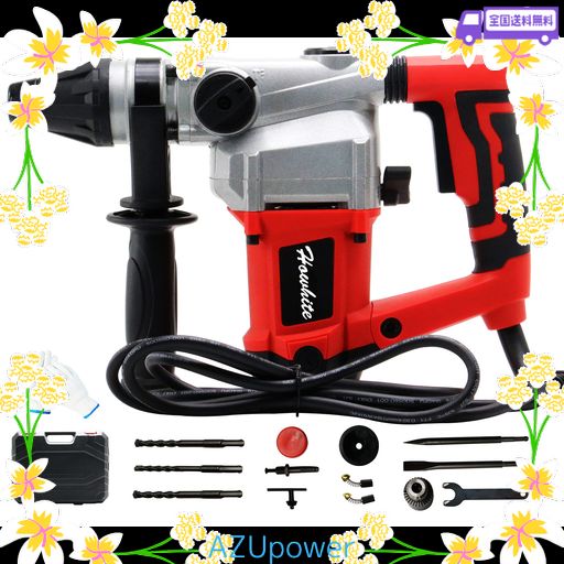 HOWHITE ハンマードリル 電動ハンマドリル 3モード 100V コード式 SDSプラス 低振動機構 コンクリート32MM/鉄工13MM/木工40MM 電動ハンマ 振動ドリル 強力 ハツリ 穴あけ 収納ケース付き