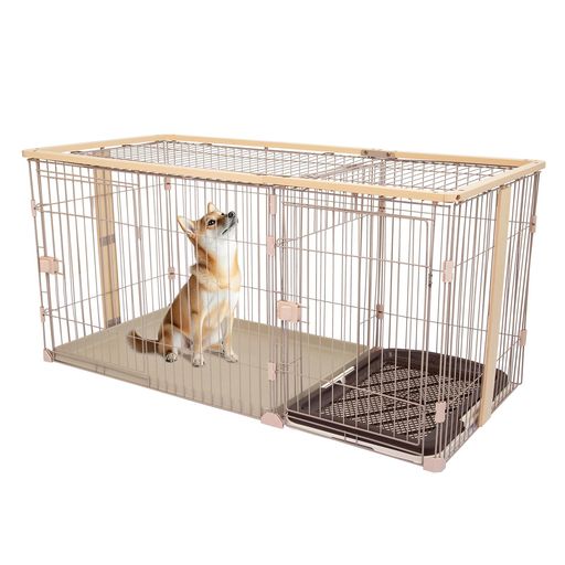 SHINYEVER 犬 サークル ウッディサークル 犬ケージ 木製犬ケージ 中型犬用 (カーキ-屋根付きあり, 146*68*71CM) 14,347円