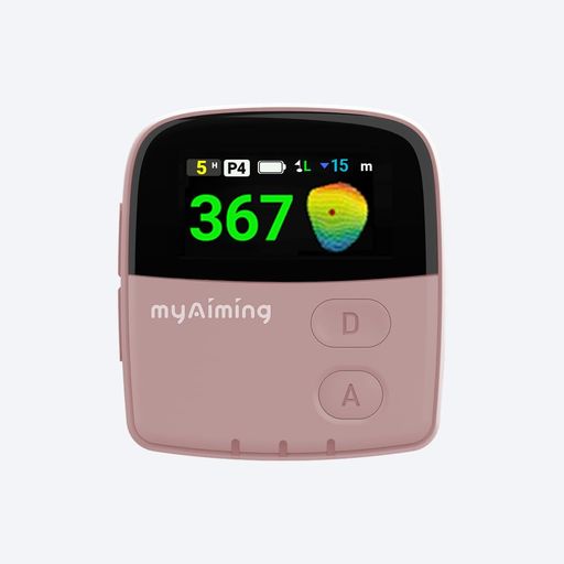 ゴルフ 距離計 音声型 【MYAIMING GOODVOICE】 (マイエイミング) GPS 高低差 グリーンアンデュレーション エイミング ・ ボディターン練習 超軽量 28GG ピンク