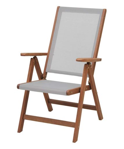 ガーデンマスター(GARDENMASTER) 折りたたみガーデンチェア 幅62×奥行65×高さ105CM フォールディングチェア 木製 リクライニング7段階 メッシュ仕様 お庭 ベランダ テラス バルコニー MFT-259DN(GY…
