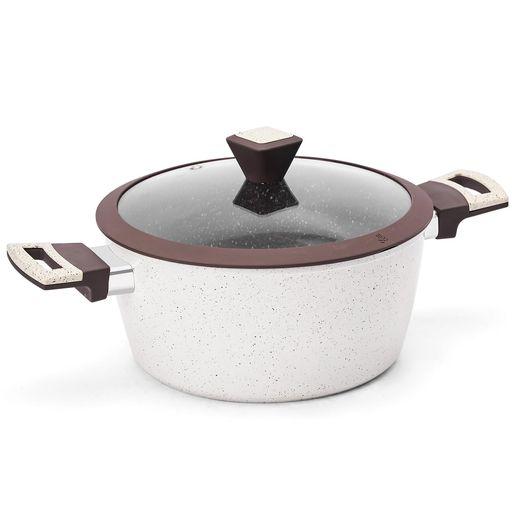 VIVIDCOOKWARE 深型両手鍋 カレー鍋 24CM IH対応 ガス ガラス蓋付き 焦げ付きにくい すき焼き鍋 お手入れ簡単 食洗機対応 い お手入れ簡単 しゃぶしゃぶ おでん