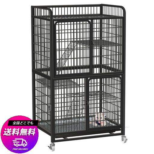 AREDEN 猫ケージ 猫用ケージ 猫ハウス (製品サイズ:86*60*155CM) 室内用猫のゲー ジ 大きめ動物ケー ジ 大型猫用ケー ジ 多頭飼い猫 移動便利 組立簡単 取り外し可能なペット用品 室内飼い 梯子…