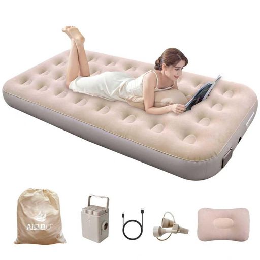 AISUNSS エアーベッド 空気ベット キャンプ用品 電動ポンプ内蔵 コンパクト軽量 ワンタッチで空気抜け 防水性・通気性・快適性 折りたたみ式 長さ190CM × 幅100CM × 厚さ25CM キャンプ 車中泊 …