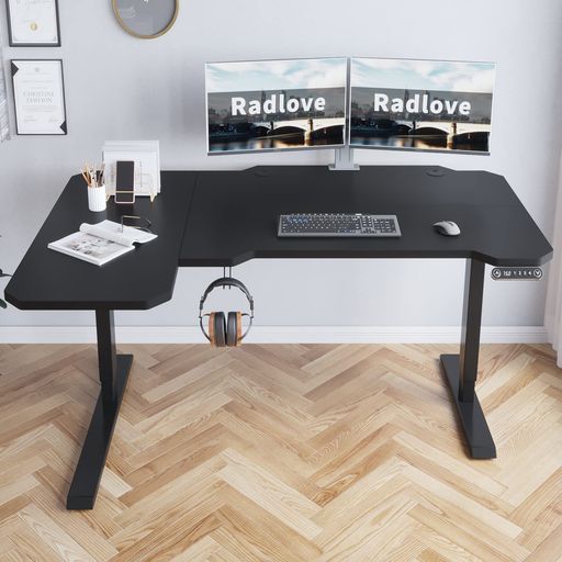 RADLOVE パソコンデスク 電動昇降式 デスク 幅150CM×奥行101CM 電動式 パソコンデスク ゲーミングデスク 机 電動昇降式スタンディングデスク PCデスク つくえ PCデスク 高さ調節可能 メモリー…