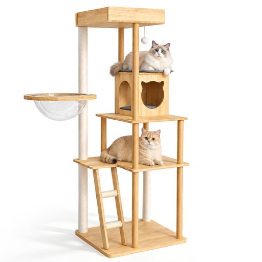 CHICKONE キャットタワー 木製 大型猫用 人気 北欧風 猫タワー スリム 天然無垢材 大きな宇宙船付き 多頭飼い 爪とぎ キャットウォーク 据え置き 隠れ家付き 見晴らし台 シニア猫 安定感 お… 21,950円