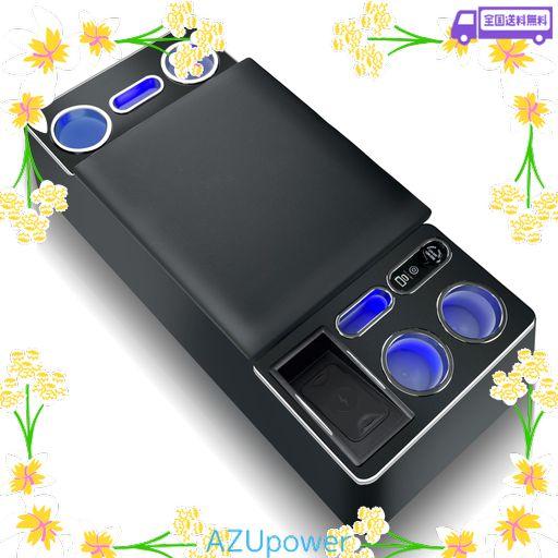 ECHIMY ハイエース 200系 専用 アームレスト コンソールボックス センターコンソール 1型~8型 標準用(ワイド スーパーGL/DX不可) 車内収納 内装パーツ USB TYPE-C ポート ワイヤレス充電 ドリンク…