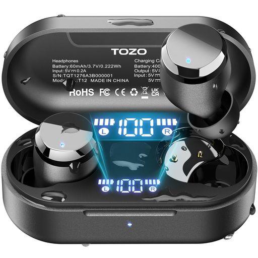 TOZO TONES DOTS(T12) ワイヤレスイヤホン 極上の音体験 迫力かつ繊細な音 LEDディスプレイ電池残量表示 防水性能 ENCノイズキャンセリング カスタムEQ 専用アプリ対応 タッチ制御 最大約55時間…