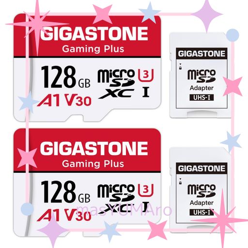 【SWITCH 1専用】 GIGASTONE マイクロSDカード 128GB 2個セット GAMING PLUS MICROSDXC UHS-I A1 V30 U3 C10 4K 100MB/S UHD動画 SDアダプター2枚付き【5年保証】