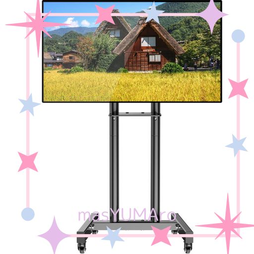 WNJQBY テレビスタンドキャスター付き床置き26~60インチ液晶4K LED 対応,移動式 ハイタイプ 棚板付き 高さ調節可能 自立式 可動式 テレビ台 壁寄せ TVスタンド VESA 100X100-400X400 MM,32 37 40 43