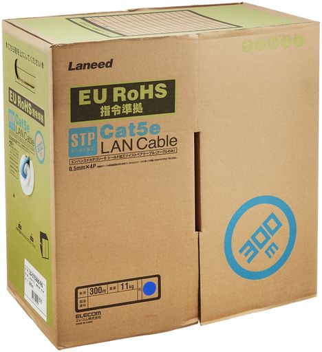 エレコム LANケーブル 300M 自作用 STP(ノイズに強いシールド加工) ROHS指令準拠 CAT5E ブルー LD-CTS300/RS