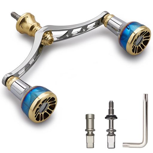 HEIGHTEN 98/110MM リール ハンドル シマノ(SHIMANO) ダイワ(DAIWA) 通用 スピニングリール用 ARCH ENGINE SERIES (98MM - ガンメタル&ゴールド) (114)