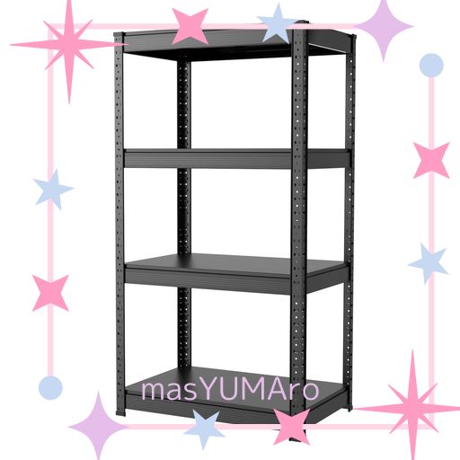 UMIMILEラック スチールラック 幅60CM 4段 耐荷重120KG/段 メタルラック (幅60×奥行40×高さ114CM, ブラック)