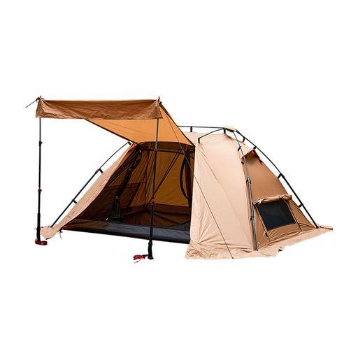 MOUNTAINHIKER ワンタッチテント 1-2人用 自動フレーム 簡単設営 軽量コンパクト 二重層テント 3000MM耐水圧 通気 防風 2ドア メッシュインナー 防虫 防災 キャンプ アウトドア ソロ (茶色)
