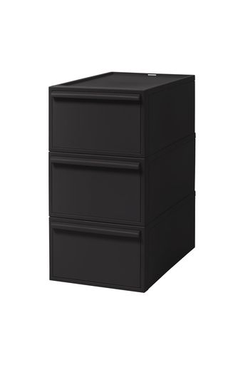 ライクイット (LIKE-IT) 収納ボックス 約幅32×奥52×高62.6CM 日本製 クローゼットシステム 引出し (M) 3個組 オールブラック CS-D2 3P 累計販売数270万台突破