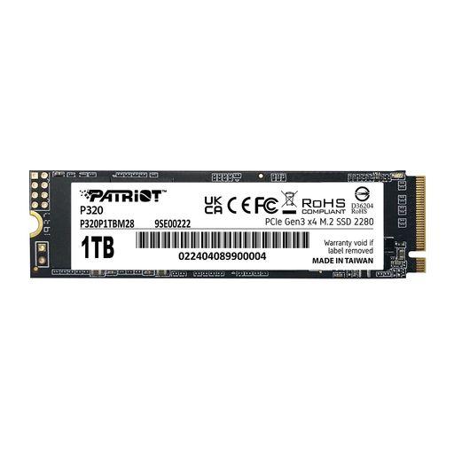 PATRIOT P320 1TB INTERNAL SSD - NVME PCIE GEN 3X4 - M.2 2280 - SOLID STATE DRIVE - P320P1TBM28
