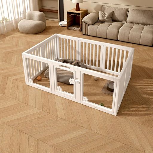 透明アクリル犬用プレイサークル -100*150CM,ペットサークル 中型犬 小型犬 サークル 室内 ドア付き 滑り止め 丈夫 傷つきにくい 工具不要 組み立て&クリーニングが簡単なプラス,犬 猫 フェ…