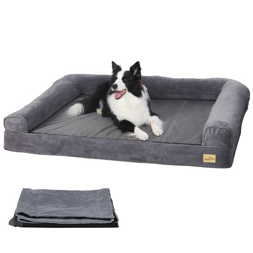 BINGOPAW 大型犬用ベッド 洗えるカバー付き 夏/冬 通年 犬用ソファー 老犬介護ベッド ひんやり 噛み耐性 防水 あごのせ オールシーズン ドッグベッド 大きい 120CM×90CM