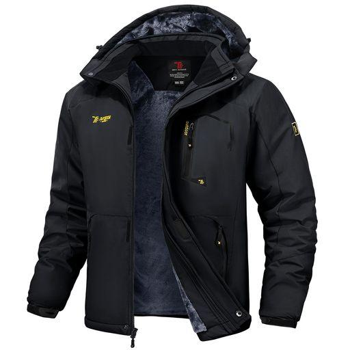 [GOPUNE] メンズ アウトドア ジャケット 裏ボア ハイキングウェア 多機能登山服 ジョギング アウター スキーウェア 防水 ジャンパー 防風 防寒 ウィンドシェルジャケット 秋冬用 ブラック XL
