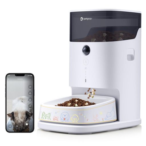PETGUGU 自動給餌器 猫 カメラ付き 3.5L大容量 定時定量 APPインテリジェント監視 食事データ記録 多重鮮度保持 遠隔給餌 音声録音 防湿設計 手作りの陶器皿 犬 猫に適した自動餌やり機 獣医…