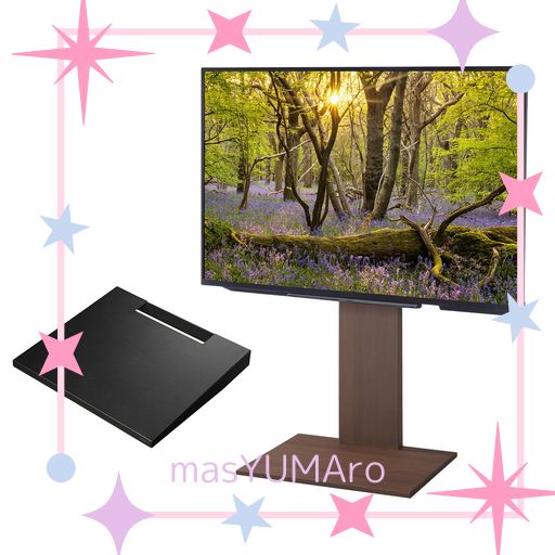 EQUALS イコールズ テレビ台 壁寄せテレビスタンド WALL V2 ロータイプ (2020モデル) +棚板レギュラーサイズセット 32型〜60型対応 オールウォールナット (棚板:サテンブラック)