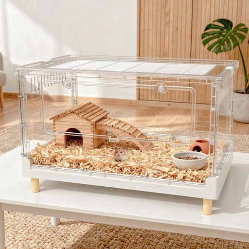 RUEXUE ハムスター臥せ篭&実験材料、小毛の荒物愛玩動物用の完膚無き迄に澄み切ったでエコ親しみやすいな大型アクリル樹脂臥せ篭、例えば:ヒゲ蜥蜴、鼠、ハリネズミ、カメレオン、イグアナなど,70.5X43.5X3…