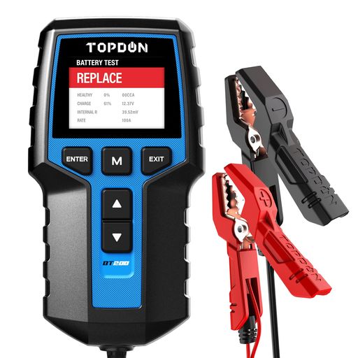 TOPDON BT200 バッテリーテスター、12V/24Vバッテリーチェッカー、100-2000 CCAテスター、CCA値/抵抗値/負荷/電圧のテスト 自動車用バッテリー診断機