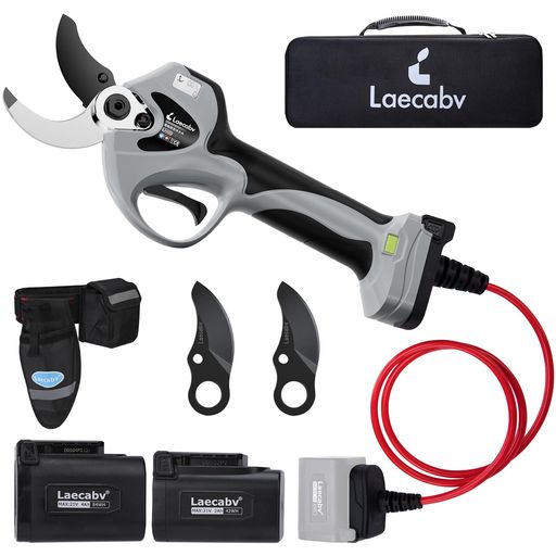 LAECABV 電動剪定バサミ コードレス 40MM充電式剪定ばさみ 軽さ・スピード・切れ味の頂点機種 2000MAH+4000MAHのリチウム電池2個付き 電動枝切り鋏 持ち運び便利 プロ剪定鋏 園芸用具 (LA40SGYBK)