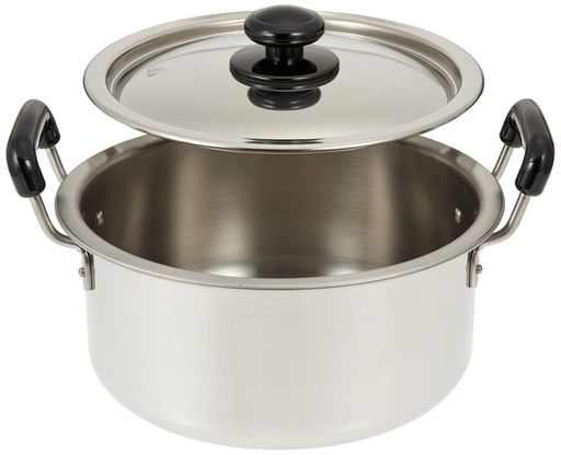 遠藤商事(ENDO SHOJI) 業務用 プラ柄 厚板実用鍋 24CM 電磁調理器対応 本体18-0ステンレス フタ18-8ステンレス 日本製 AZT0724