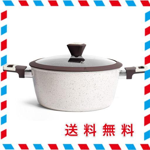 WANGYUANJI 両手鍋 深鍋 24CM IH対応 卓上鍋 ガラス蓋付 深型 カレー鍋 ガス火対応 焦げ付きにくい お手入れ簡単 料理 煮物 おでん 調理器具 多機能