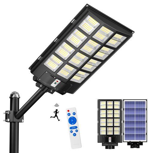 OFURAY ソーラー街灯 OF-5600W 560000LM 街灯 外灯 屋外 ソーラー IP67防水 高輝度 センサーライト 人感センサー 明暗センサー 三つ照明モード 大型 ソ ーラーパネル ポール/壁に取り付け 省エネ …
