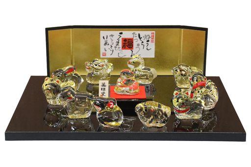 薬師窯 毎年使える 干支の置物 縁起物 クリスタル 十二支飾りセット