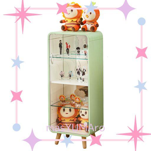 パレットライフ コレクションケース 4段 天然木 簡単組み立て フィギュアケース コレクションラック 棚 背面ミラー 鏡 グッズ 収納 オタク おしゃれ 木製 木目調 ガラス グリーン 緑 化粧…