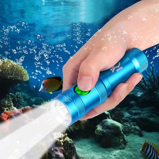 ダイビングライト 3種点灯モード 水中ライト 高輝度 5000ルンメー 水中250Mまで使用可能 水中ポンプ 小型 LED水中ライト 電量指示 アウトドア用 釣り/登山/キャンプ/防災/停電用 水陸両用 1865…