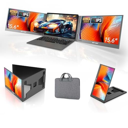 【2025最新】MT-VIKI デュアルモニター 15.6インチ 2画面 拡張モニター WIN/MAC用(M1、M2、M3)、トリプルモニタ15.6インチ ノートパソコンデュアル画面エクステンダー FHD IPS 折りたたみ式