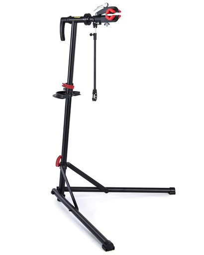 CXWXC 自転車 メンテナンススタンド ワークスタンド ロードバイク スチール製 高さ/角度調節可 折りたたみ式 ディスプレイスタンド 工具トレー/ハンドル支えバー付 ブラック(CX-C10BK)