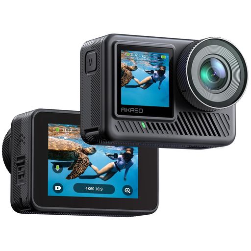 AKASO BRAVE8 LITE アクションカメラ 4K60FPS 20MP 本機防水10M 水中カメラ スーパースムース手ブレ補正 8倍スローモーション 4KHDR 1550MAHバッテリー×2 音声制御機能 外部マイク対応 アクションカム
