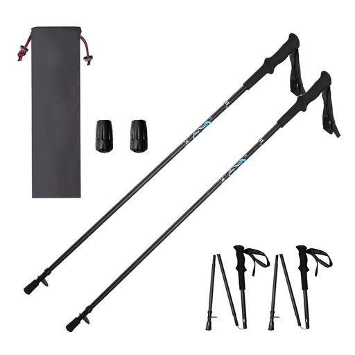 トレッキングポール カーボン 軽量 2本セット 4段折りたたみ式 110CM/120CM/130CM 収納袋付き ハイキング 登山 旅行 ウォーキング アウトドア 遠足 散歩 (120CM)