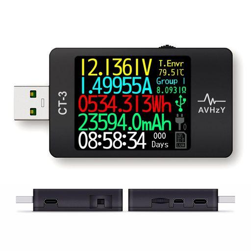 AVHZY CT-3 USB3.1 電流・電圧測定器 DC 29V 6A 対応 容量チェック PPSトリガー PD/QC急速充電対応 LUA解析統合 CSV出力対応 日本語UI 日本語取扱説明書付き