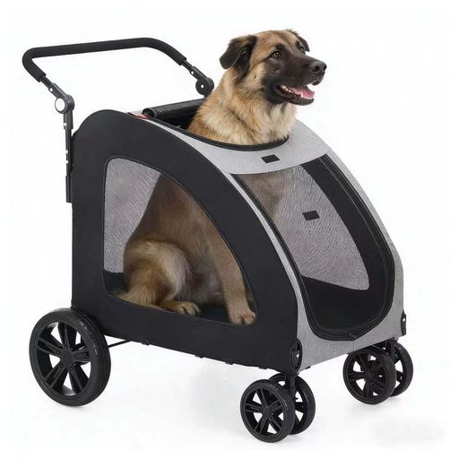 GROZY 愛玩動物手押し車 中型犬 犬猫用ペットストローラー 4輪耐摩耗 ドギー用うしろ押し女性議長 ワンタッチ折りたたみ式 軽さパウダーコンパクト 精神的な統合飾り気の無い 出で立つ助けになる 耐荷重50KG 薄墨色
