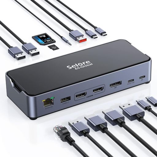 USB C DOCKING STATION,15 IN 1 LAPTOP DOCKING STATION 3 MONITORS WITH 2 HDMI 4K, DISPLAYPORT, USB 3.1/USB-C DATA 3.0, 100W PD