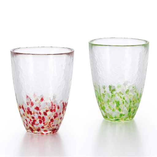 アデリア(ADERIA) 津軽びいどろ あか・あおりんごタンブラーペア 300ML 化粧箱入 日本製 グラス ハイボール コップ ビール おしゃれ ガラス 日本酒 ギフト 女性 母の日 父の日 夫婦 男性 引越…