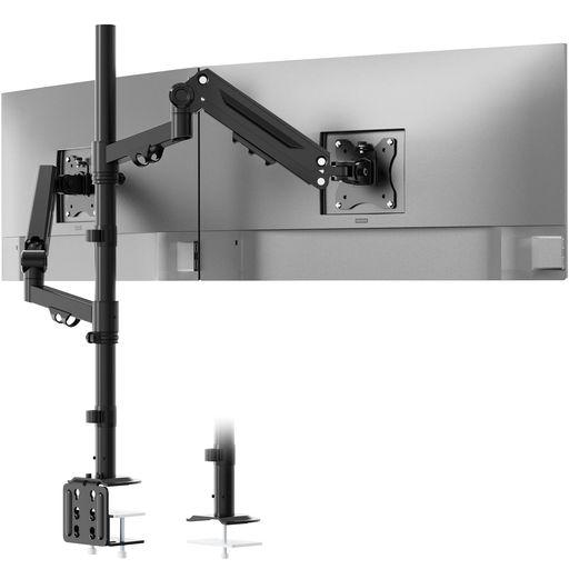 WORLDLIFT デュアル 管する腕 上下40in相応う/働き掛ける35in相応う 耐荷重12KG 上下2画面 高さ調節する 815MM ロング極点 はと目式&クランプ式 VESA標準尺度相応う