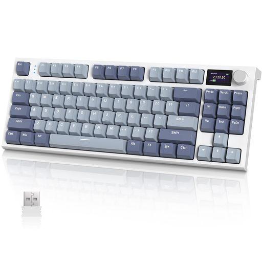 ATTACK SHARK X AJAZZ K86 ゲーミングキーボード ワイヤレスキーボード キーボード BLUETOOTH ワイヤレス リニア TFTカラースクリーン ノブ シロナガスクジラ軸-ガスケット構造 ホットスポット 日本…