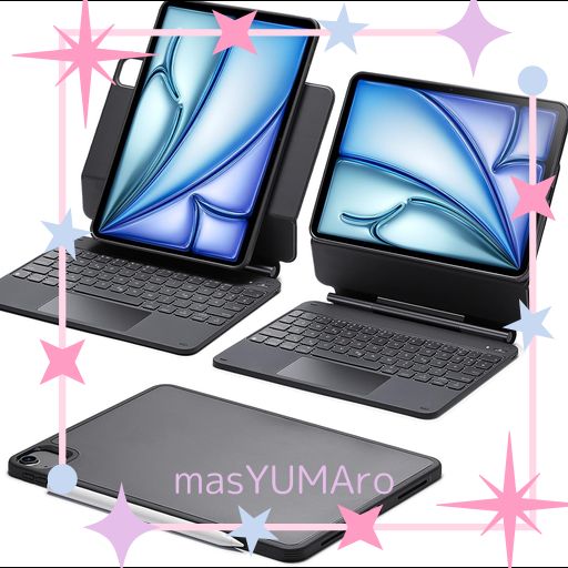 ESR IPAD AIR 11インチ用キーボード付きケース M4/M3/M2 (2026/2025/2024) AIR(第5/4世代) & PRO 11インチ(第4/3/2/1世代)マグネット式スタンド 縦向き/横向きモード 脱着可能保護ケース ブラック