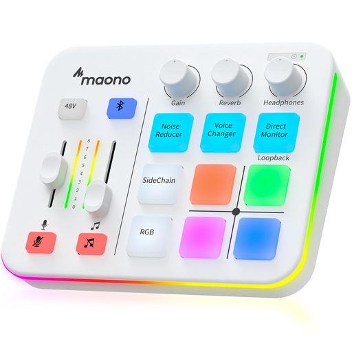 MAONO ゲーミングオーディオミキサー オーディオ界面 ミュート ボイスチェンジャー リバーブ マイコン/スマホ/マイクロホン/受話器相応う オーディオミキサー 競り合い用 持参 ポッドキャ…