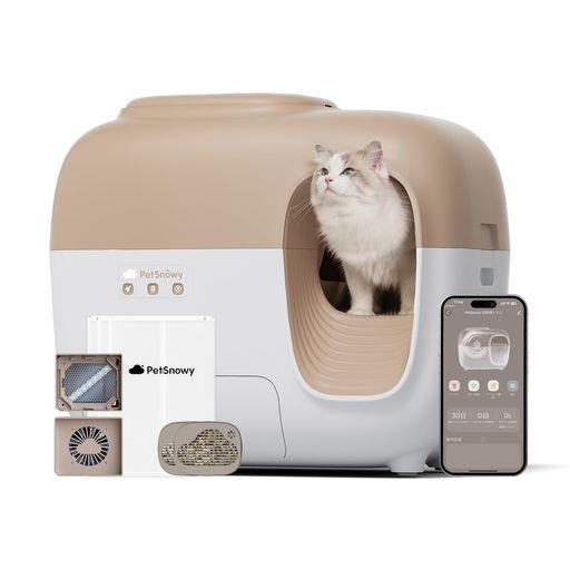 Pety【臭いを徹底分解】猫 自動トイレ,光触媒TiO2三重消臭 PETSNOWY「臭いを徹底分解」猫 トイレ 自動,光触媒TIO2三重消臭 開封