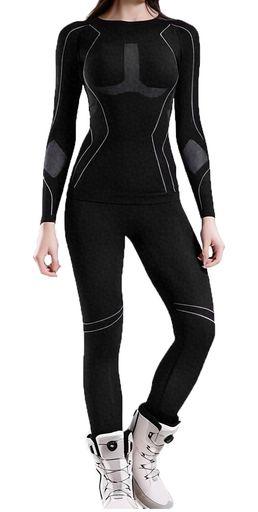 [HEWEAYTA] コンプレッションウェア レディース 保温 厚手 - 防寒インナーウェア 冬 加圧 上下セット 高機能 長袖 スキー 登山 吸汗速乾(レディース/グレー M)